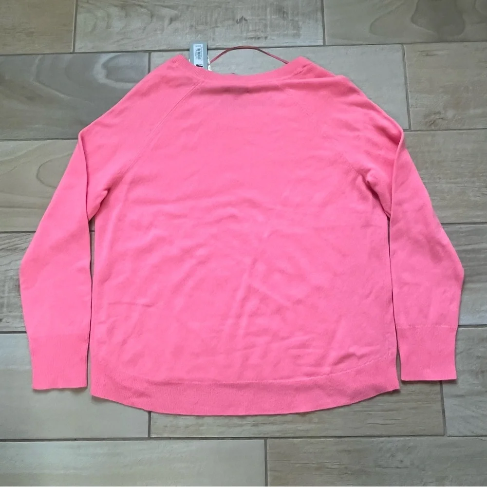 Pink 100% Cashmere Sweater Large Soft Pullover Easter NWT Spring Luxury Drop Hem - Picture 2 of 11